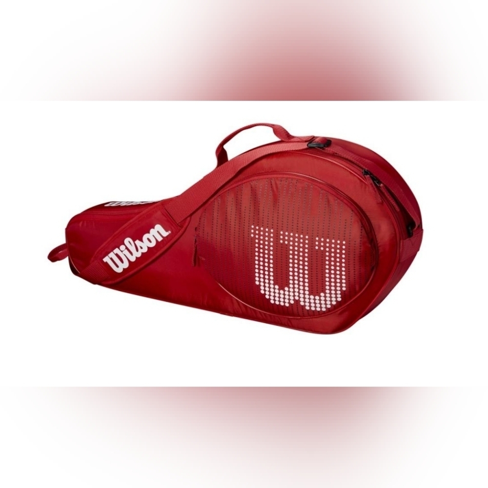 Wilson Advantage 3 Pack Tennis Racket Bag Red White Holds 3 Racquets Shoulder - Picture 3 of 8